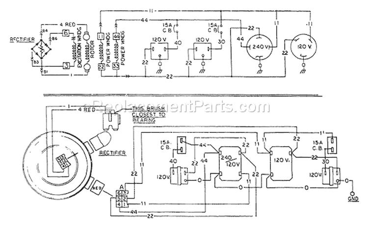 Page D Diagram and Parts List for 8798-0  Briggs and Stratton Generator